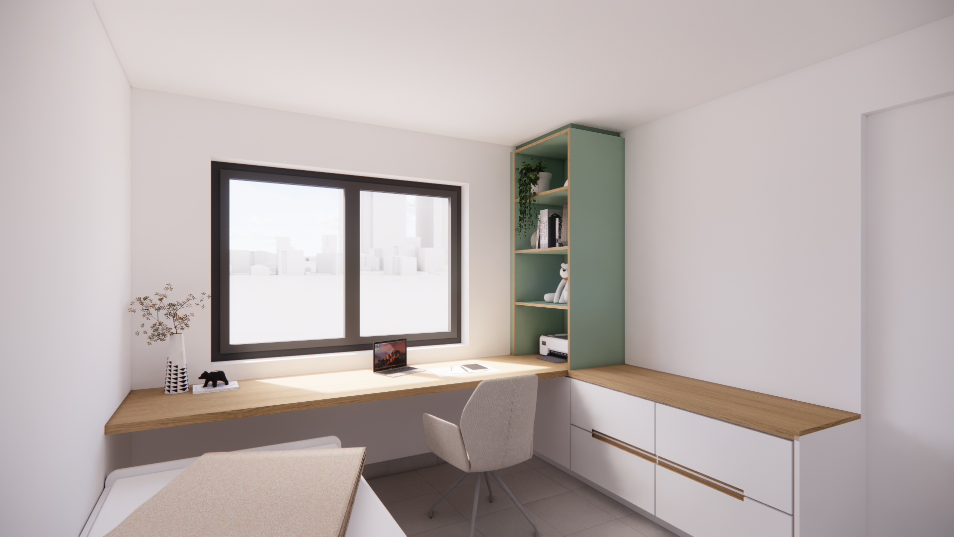 Stage — bureau en raamkast