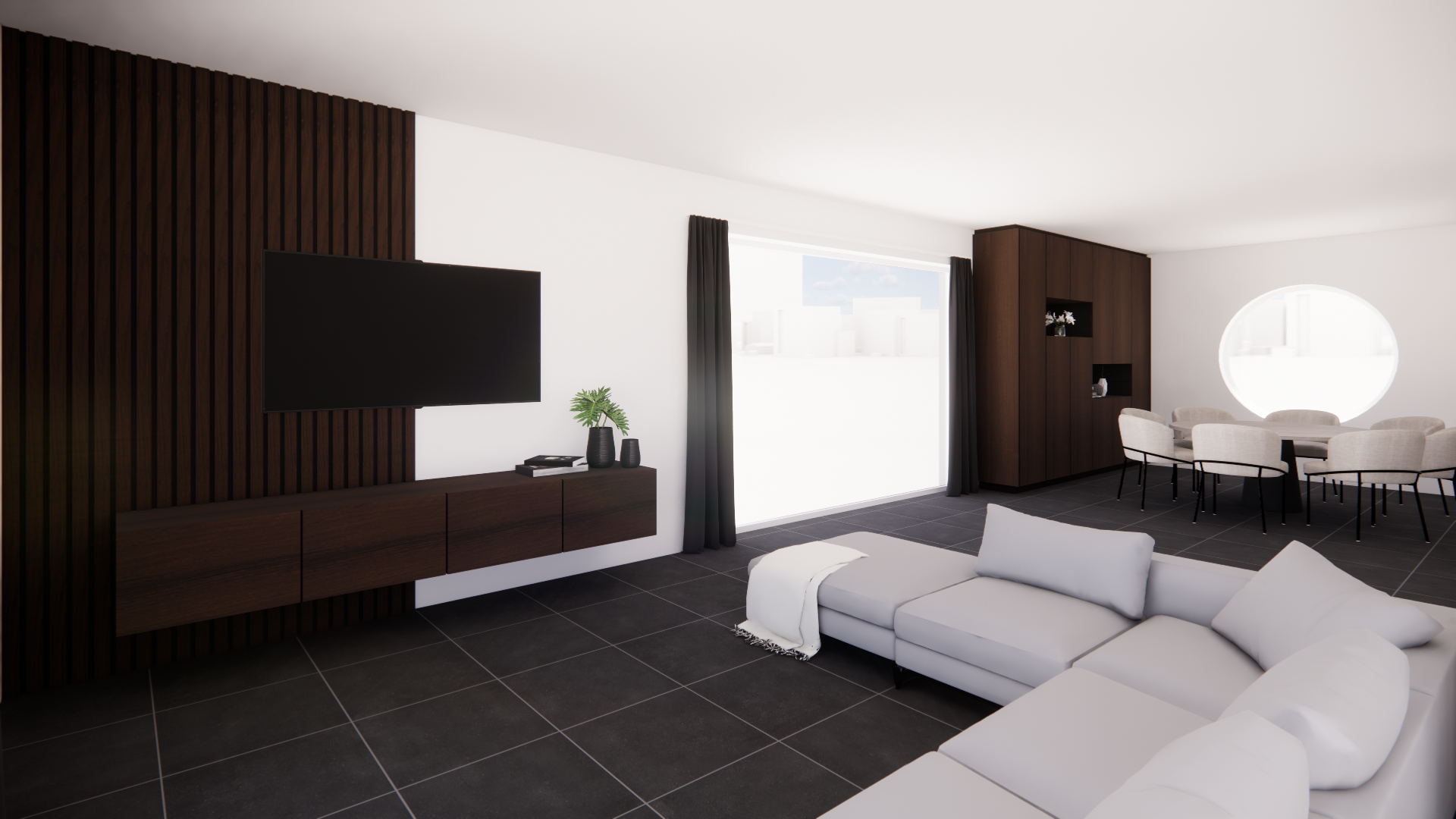 Stage — donkere tv-wand