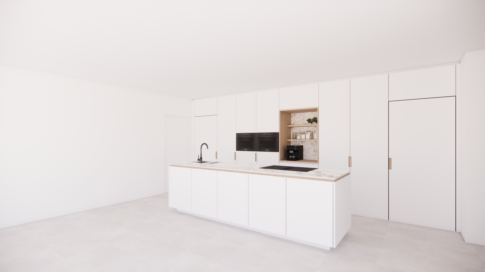 Stage — witte nieuwbouwkeuken
