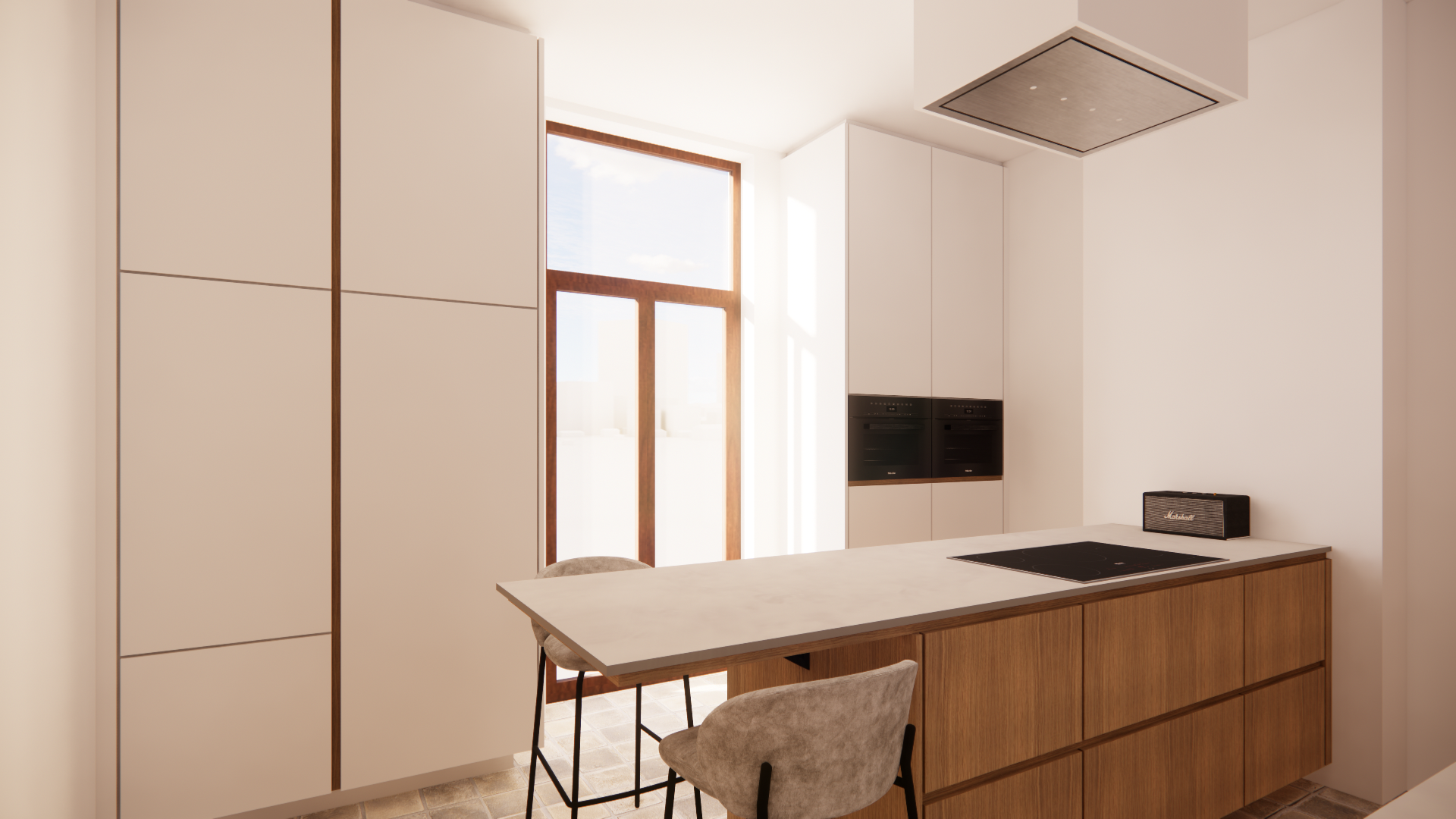 Stage — keuken met hoge kastenwand