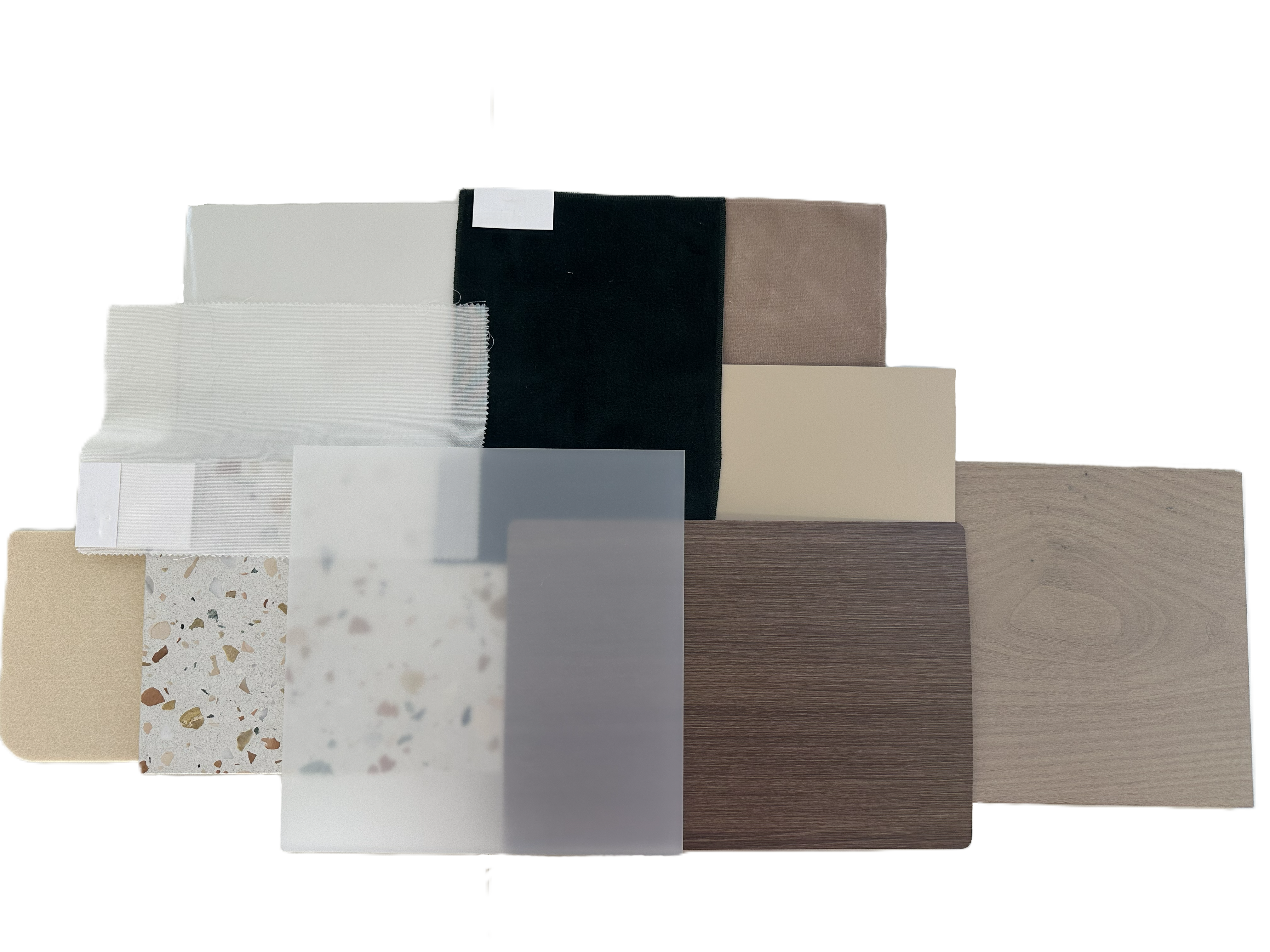 Materiaalkeuze Bibliotheek Zottegem met terrazzo, wit eikenhout, akoestisch vilt en messing